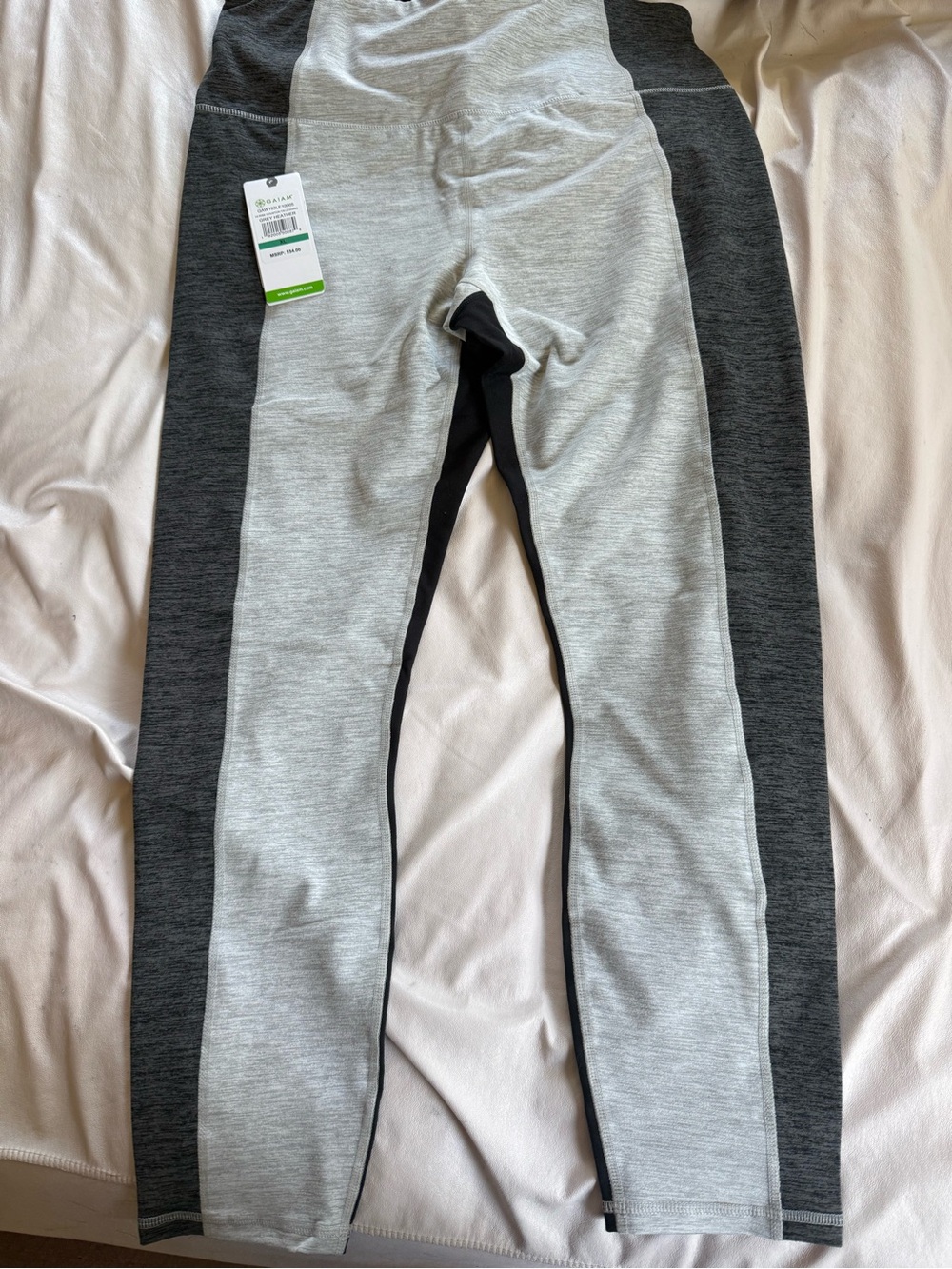GAIAM Light Gray and Dark Gray Two-Tone High-Waist Leggings